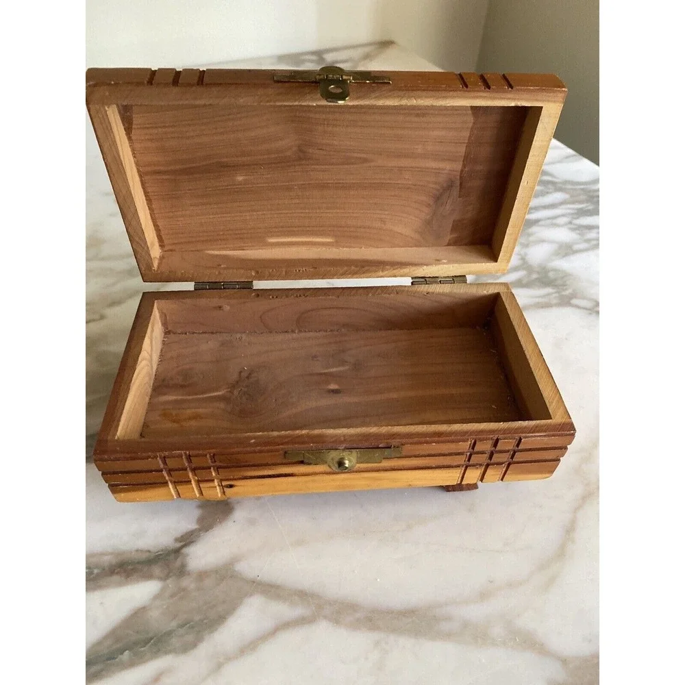Vintage Handcrafted Cedar Wood Box With Hollywood Bowl Engraving & Hinged Lid